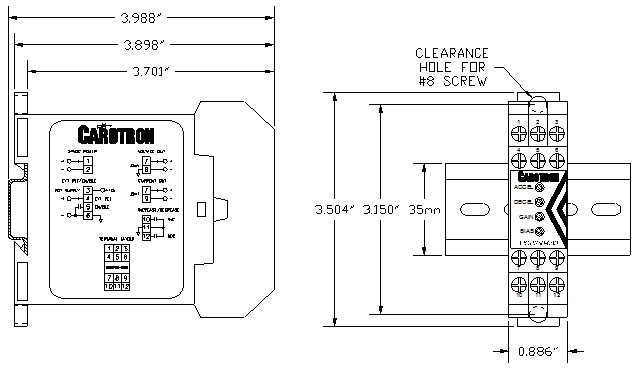 Dimensions for Motorized Potentiometer Dimensions for Motorized Potentiometer