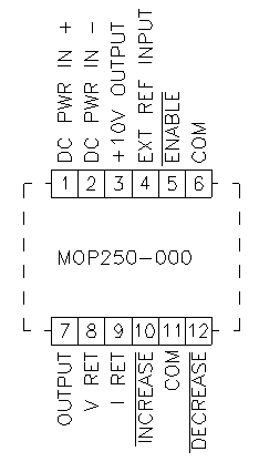 Motorized Potentiometer, Electronic MOP, MOP250-000, Connections