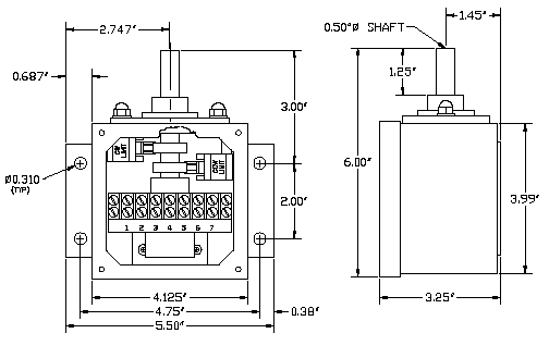 Dimensions for Dancer Duty Potentiometer