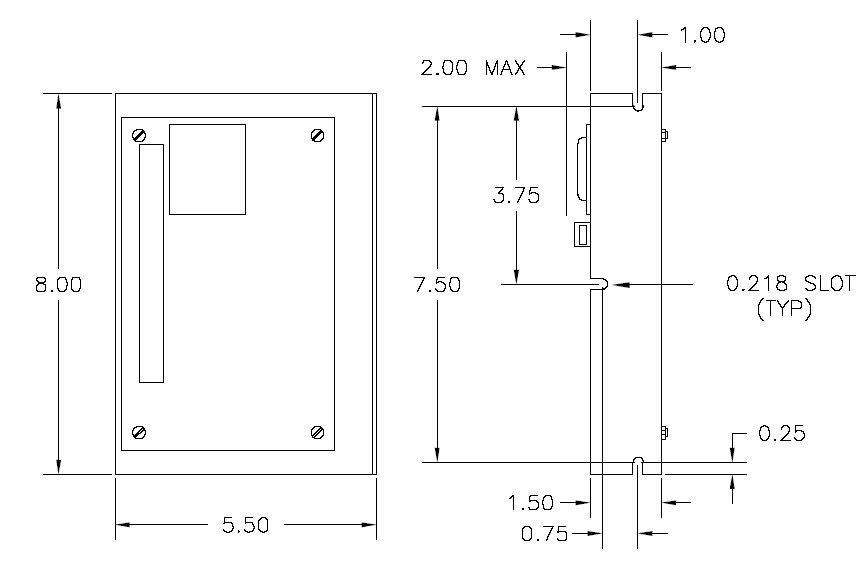 Dimensions - Frequency to Voltage Converter Card