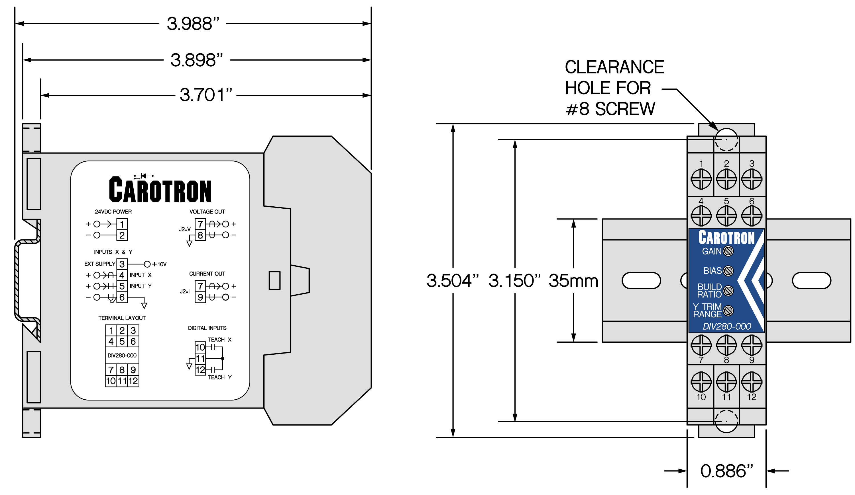 Dimensions for Voltage Divider Module