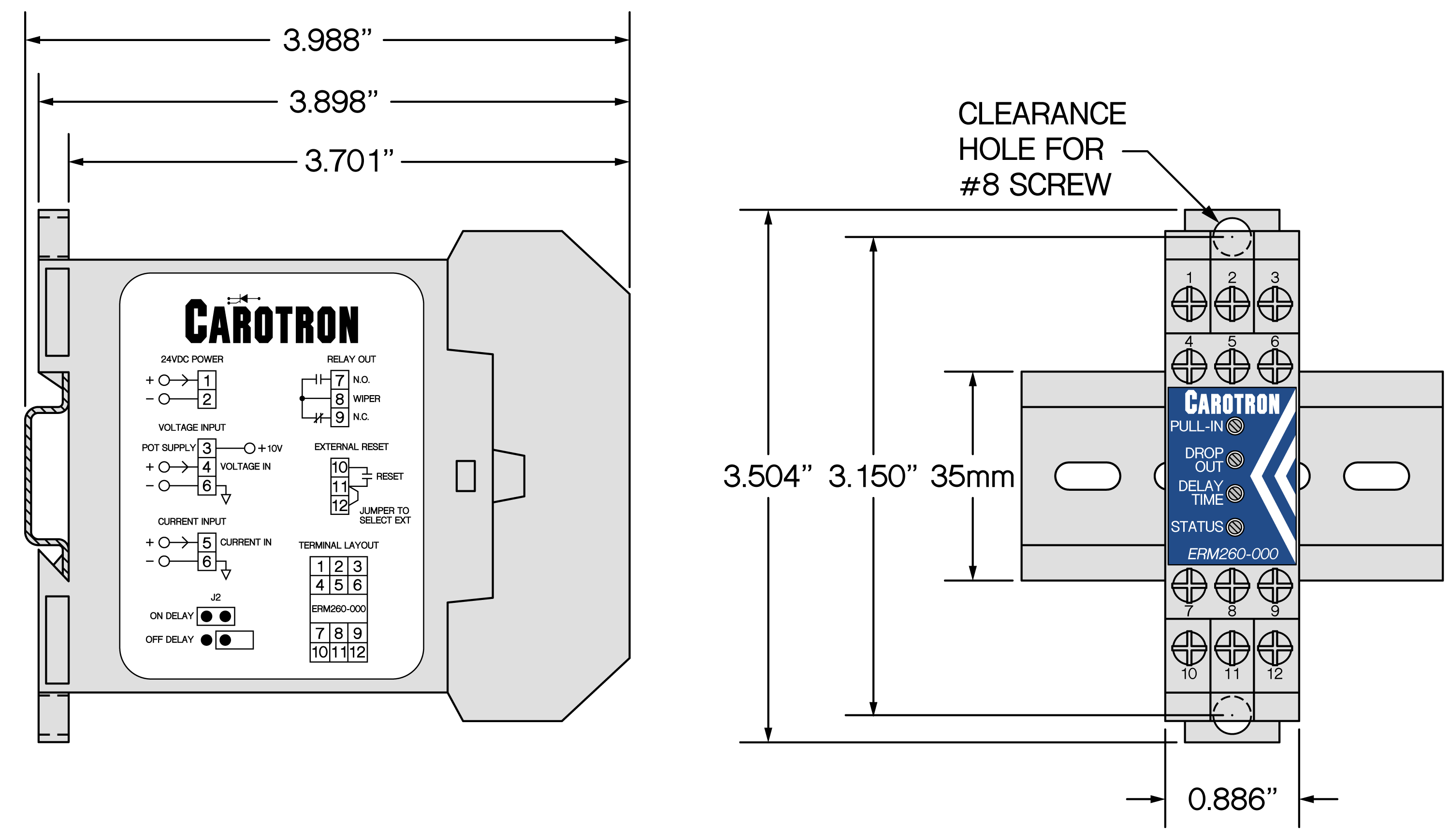 Dimensions for Current Sensing Relay