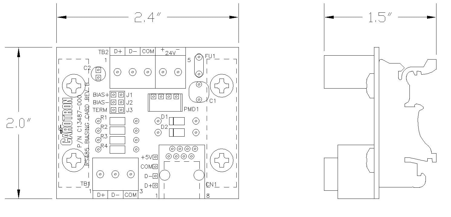 C13487000 RS485 DIN Rail Biasing Board